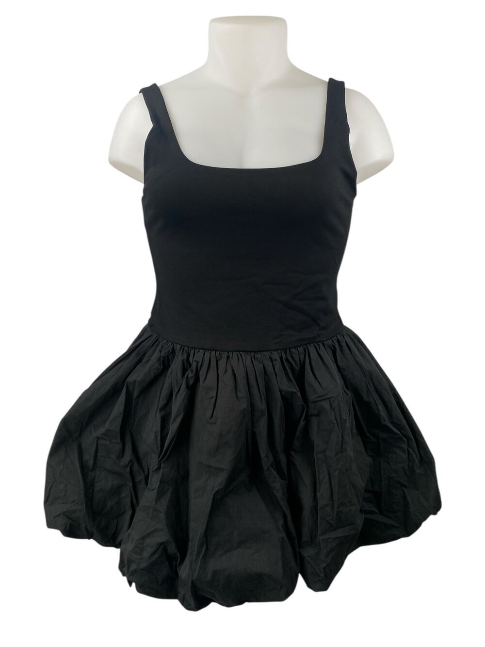 NEW Dissh Black Sleeveless Square Neck Mini Puffball Tank Bubble Hem Dress Sz 14